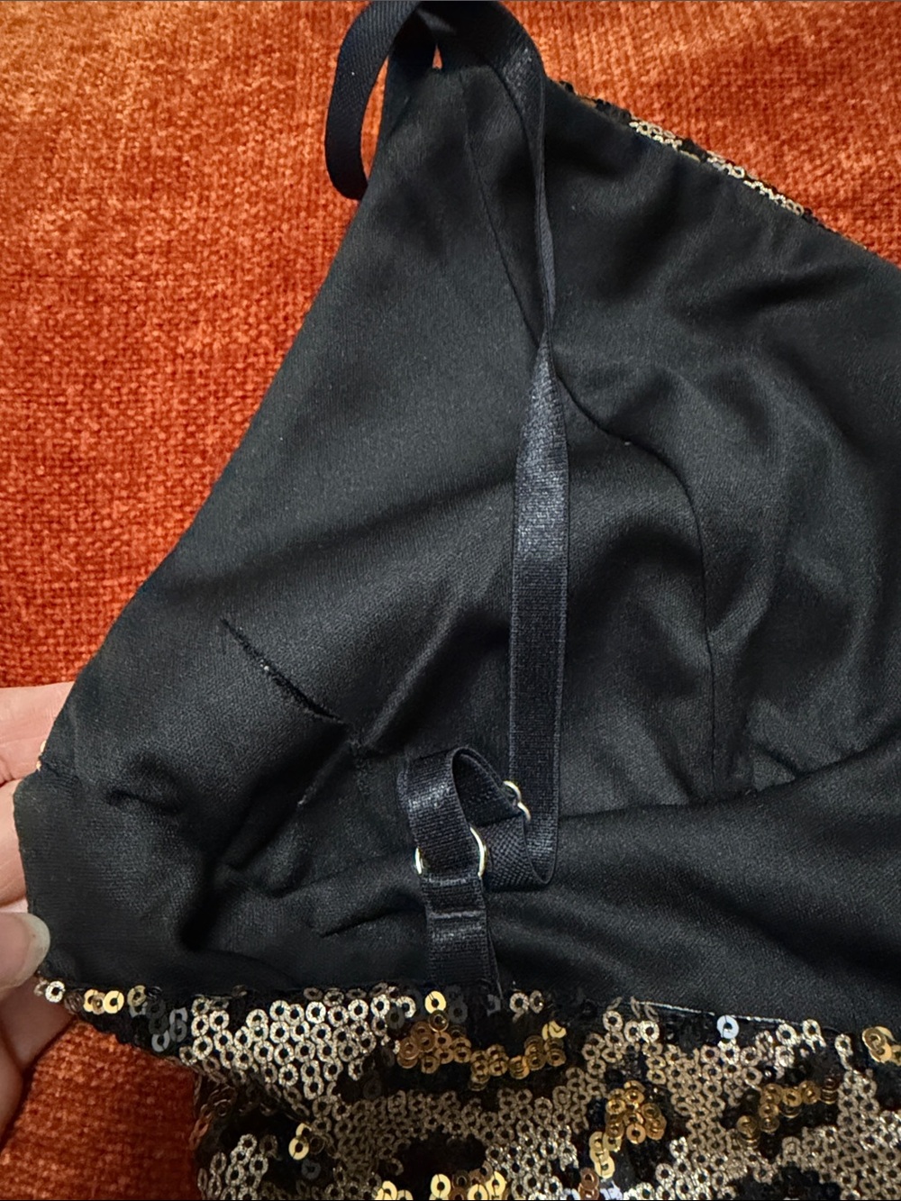 Revamped | Gold & Black Sequin Leopard Crop Top and Skirt Set | L - Picture 10 of 11
